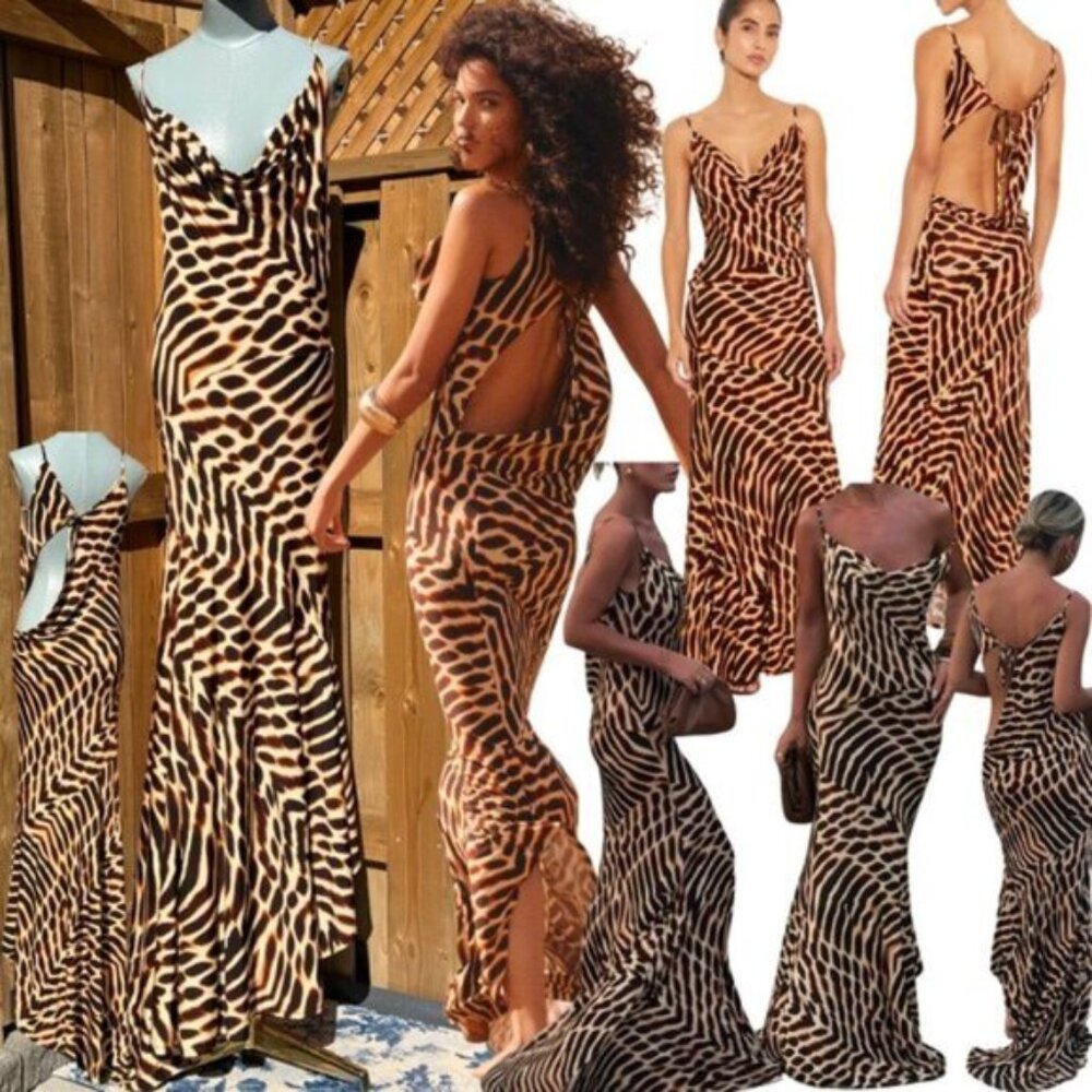 🆕 RAT & BOA 🧿 NWOT Jovanna Cowl Neck Jersey Dress, Cut Out Back Detail - Sz S